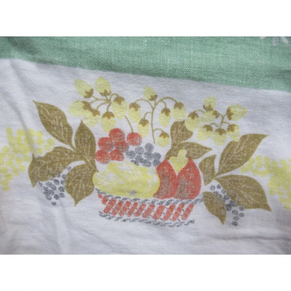 Vintage Floral Fruit Print Square Tablecloth Linen/Cotton 45x50